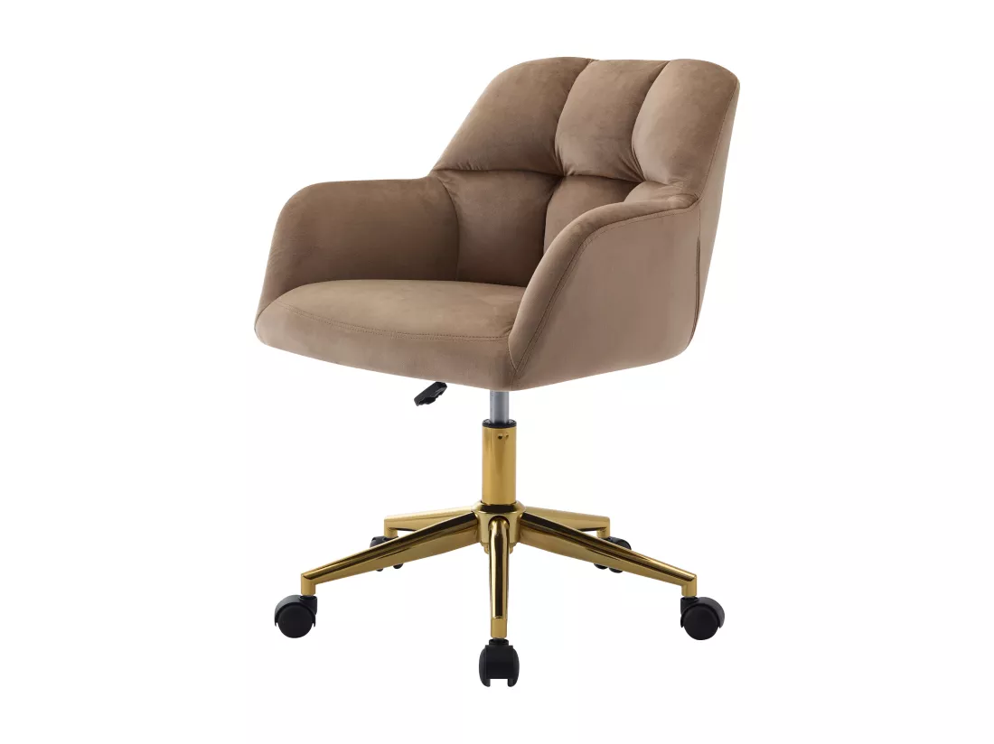 Chaise de bureau - Velours - Beige et doré - Hauteur réglable - PEGA de Pascal Morabito