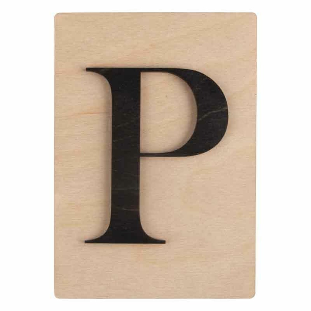 Lettre en bois 14,8 x 10,5 cm - p