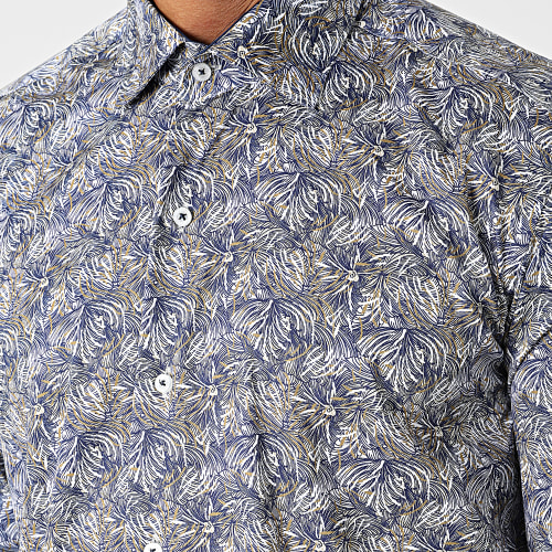 Chemise Manches Longues Floral M6601 Bleu Marine