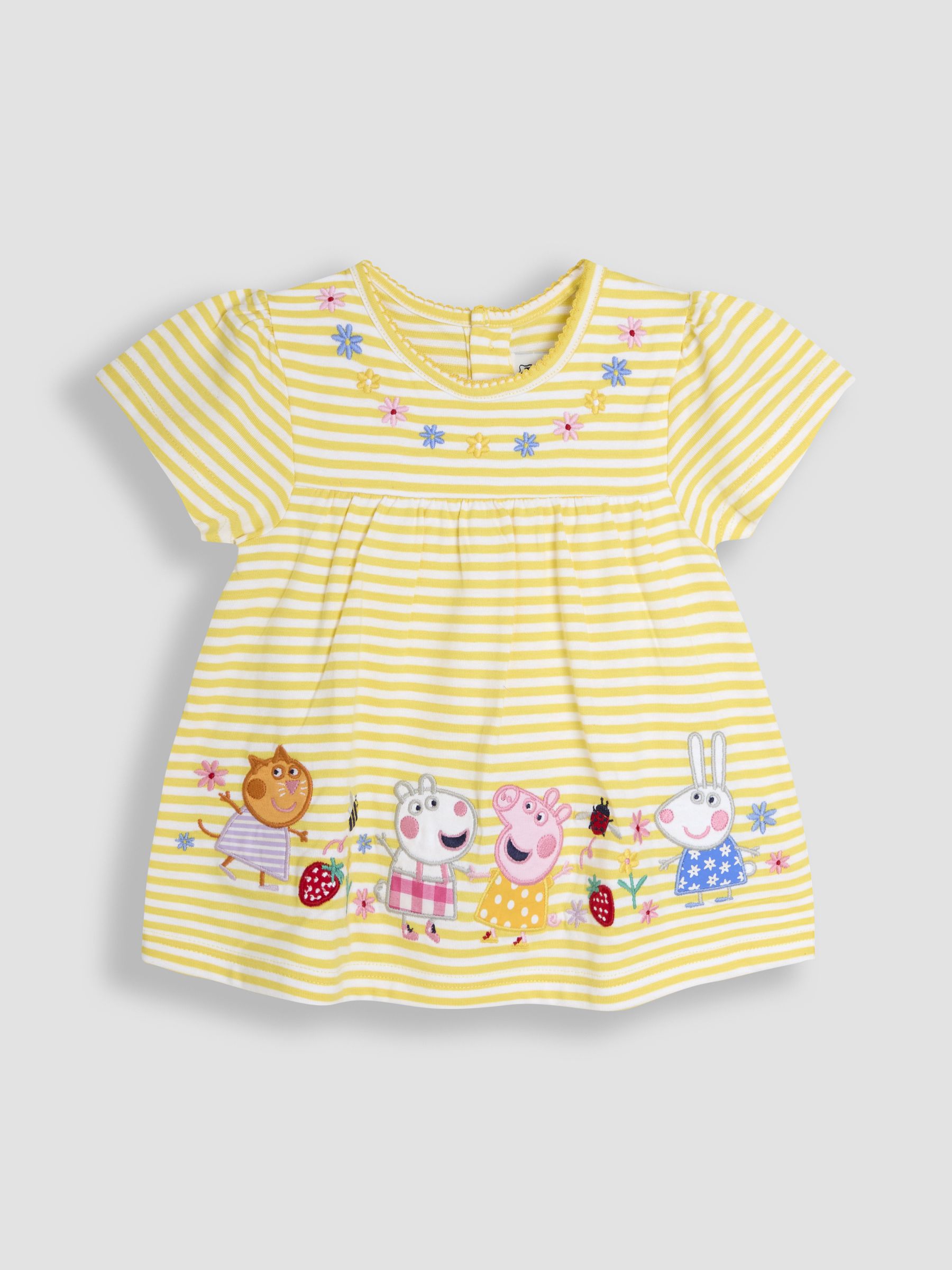 JoJo Maman Bébé 100% katoenen 2-delige set van Peppa Pig-top met borduursel en chambray short