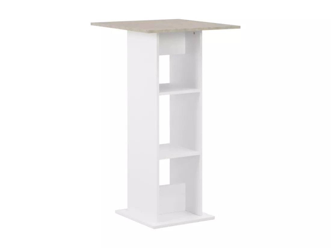 Table de bar Blanc et béton 60x60x110 cm
