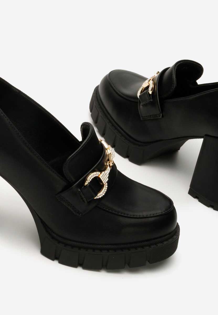 Mocassins femme à talon noirs Reena