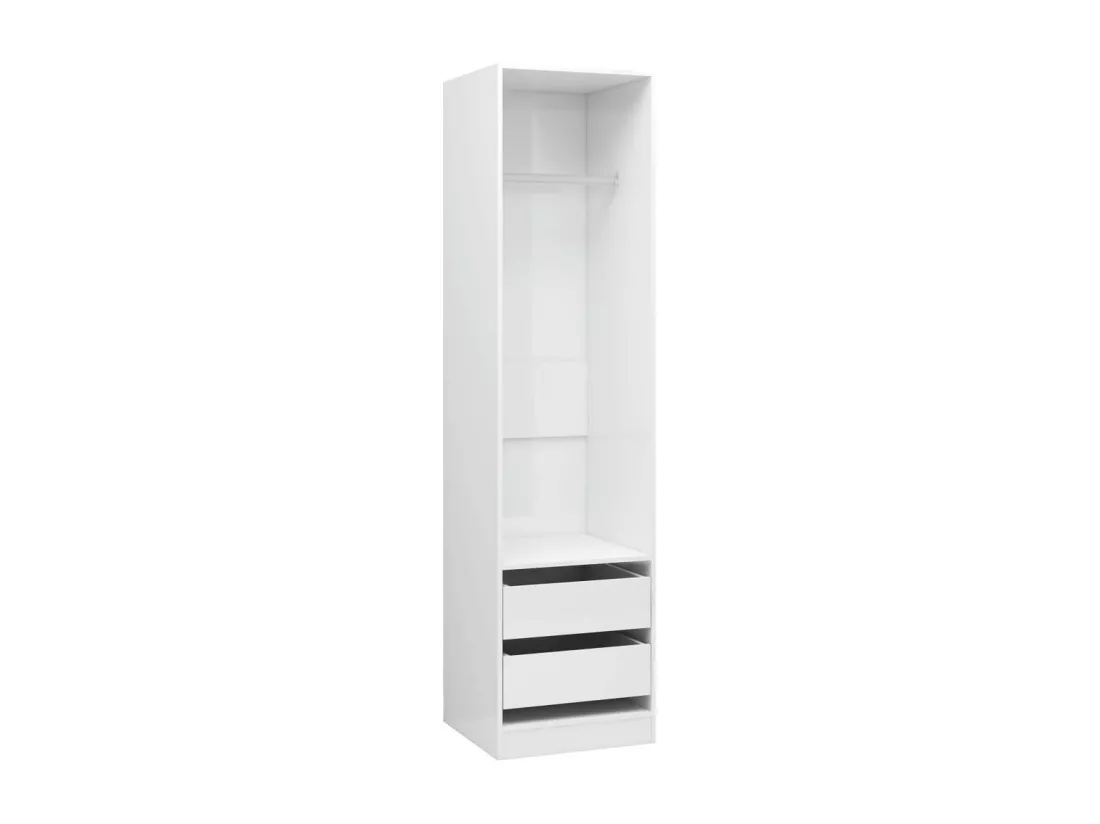 Garde-robe avec tiroirs Blanc brillant 50x50x200