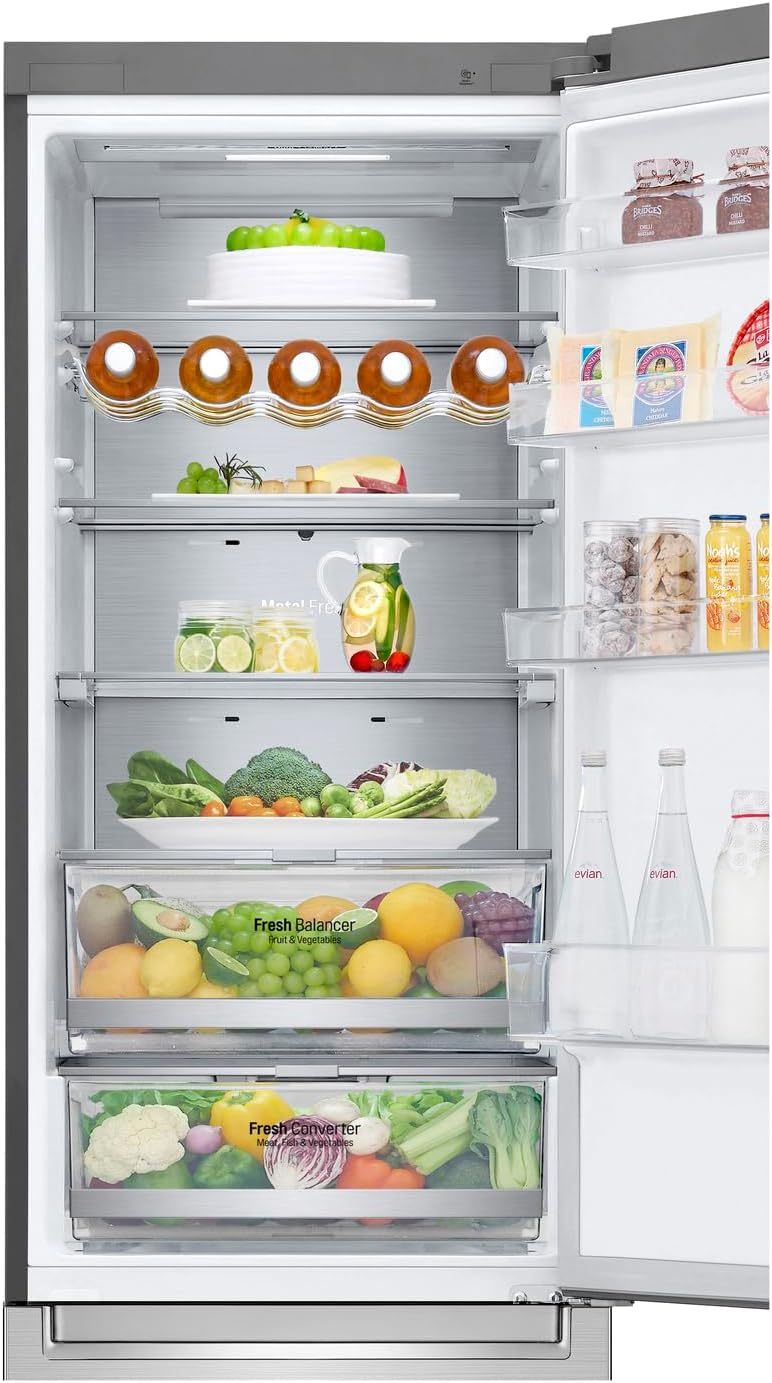 LG GBP62MCNAC Kühl-Gefrierkombi – 384 L, Energieeffizienz A, Total NoFrost, DoorCooling+, niedriger Geräuschpegel, modernes Design in Anthrazit Schwarz, 59,5 x 67,5 x 203 cm