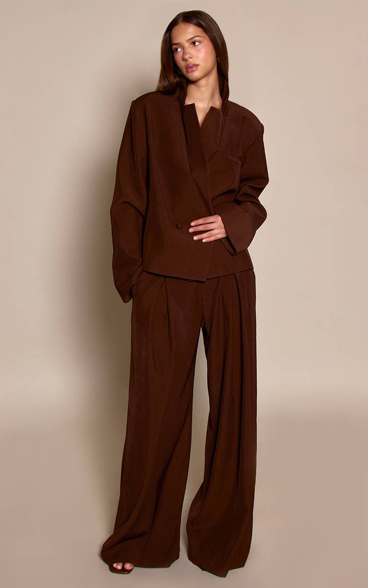 Marron Foncé Blazer Boxy Ajusté