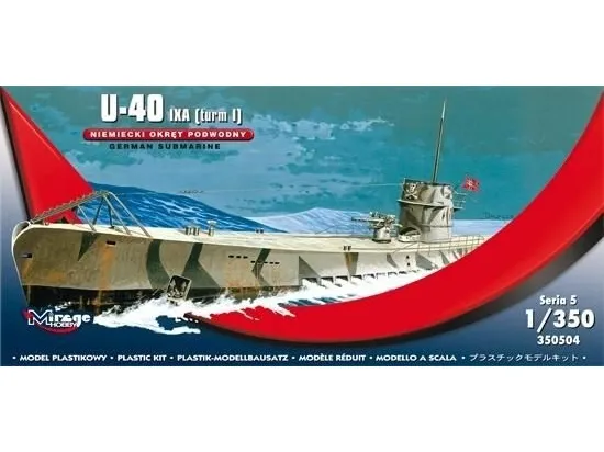 Mirage U-båd plastmodel U-40 IX