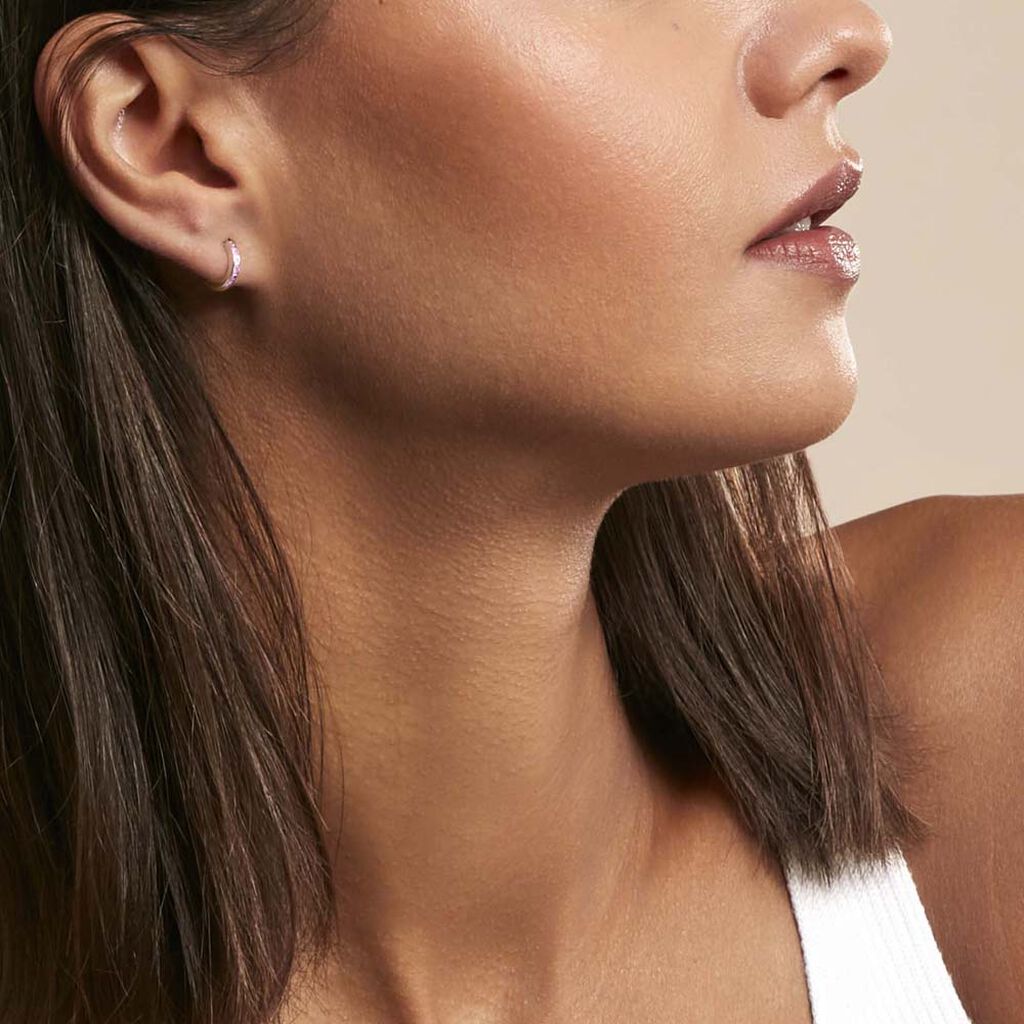 Créoles Rio Argent Rose Oxyde De Zirconium