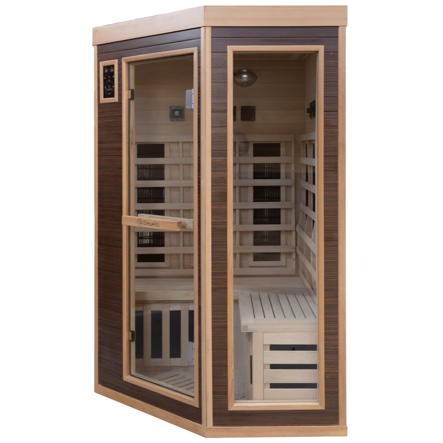 Dewello® Infrarotkabine Infrarotsauna MONTREAL 120cm x 120cm inkl. 6 Vollspektrumstrahler, 3 Karbonstrahler, 2 Personen