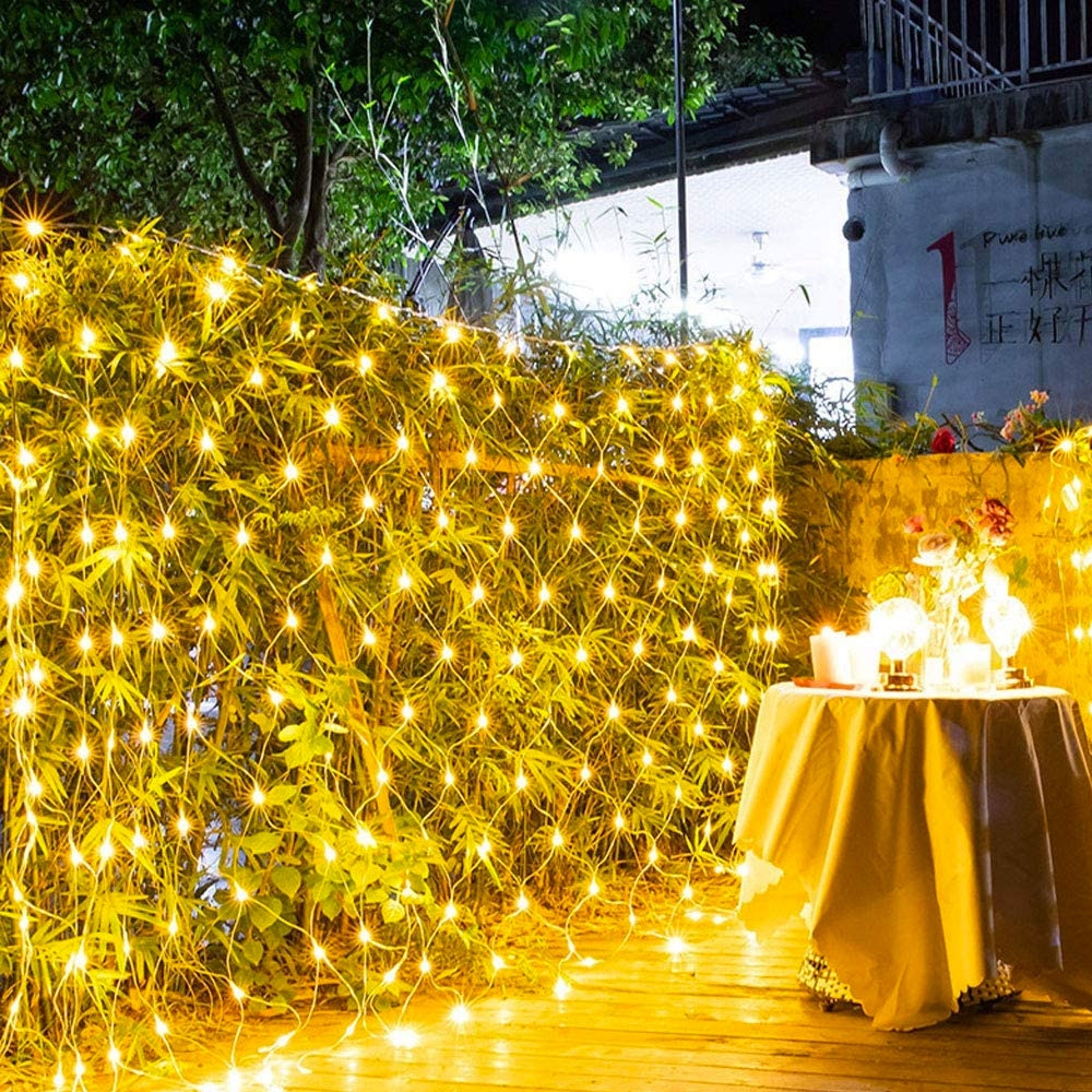 (6x4m) 880 LED's Deko Lichterkette Netz Vorhang Outdoor Beleuchtung IP65 - Warmweiss