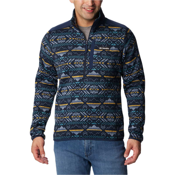 Veste polaire randonnée COLUMBIA SWEATER WEATHER II PRINTED HALF ZIP COLLEGIATE NAVY/CHECKERED PEAKS