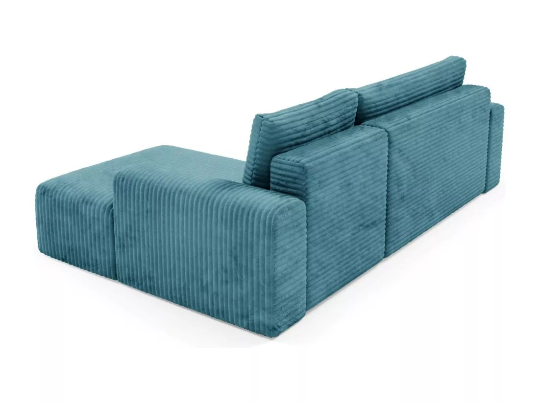 Canapé d'angle convertible en velours côtelé SONTII Turquoise
