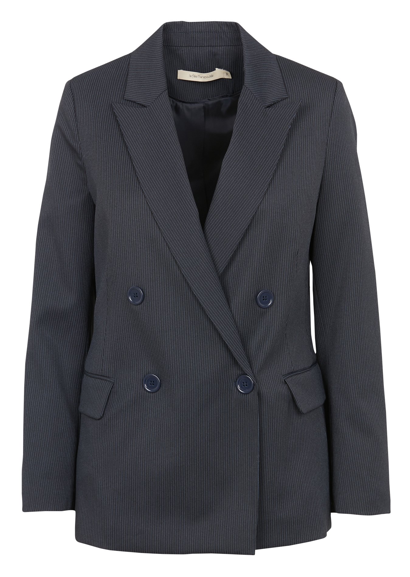 Veste col tailleur rayée| Bleu