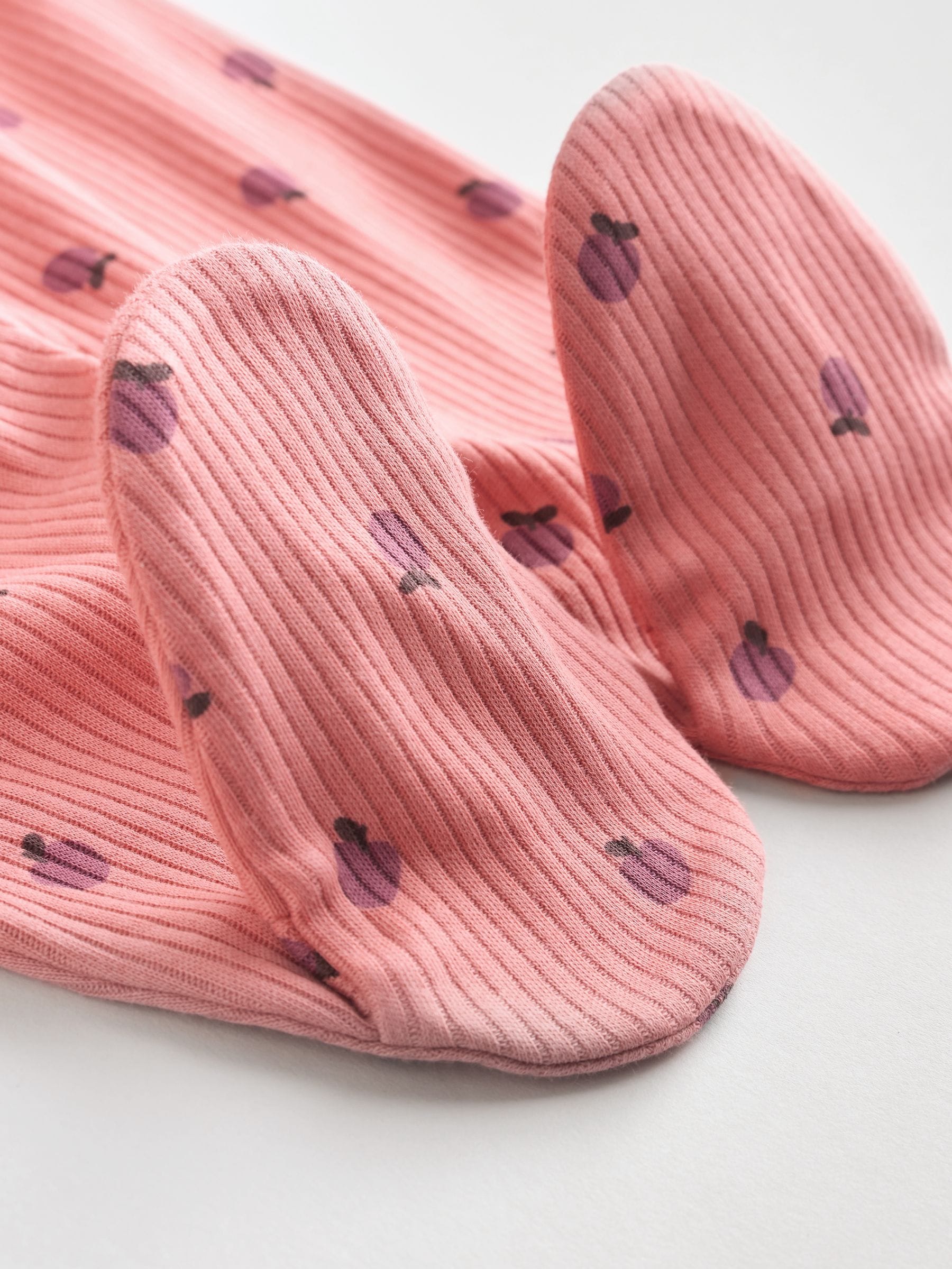 Roze/roestbruin met fijne bloemenprint - Verpakking van 3 babypyjama's met tweewegrits (0-2jr)