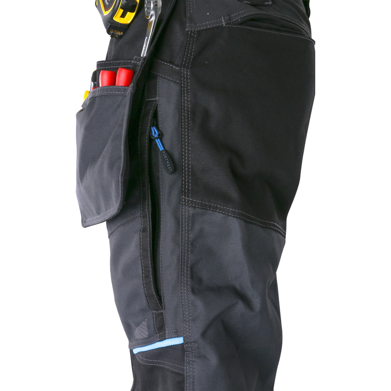Portwest WX3 stretch werkbroek met holsterzakken + gratis kniestukken 60 grijs/zwart*