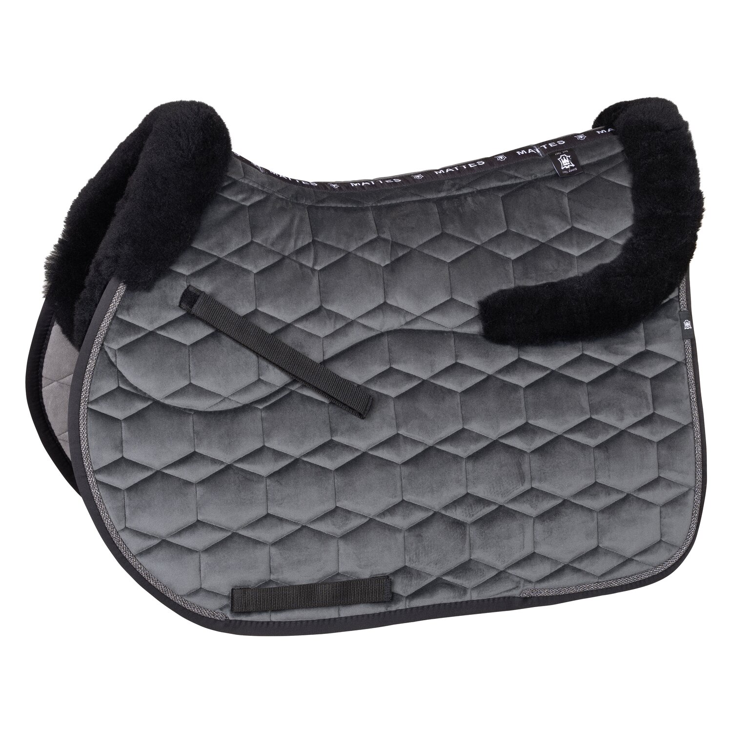 MATTES Samt-Schabracke mit Lammfell  - graphite/schwarz