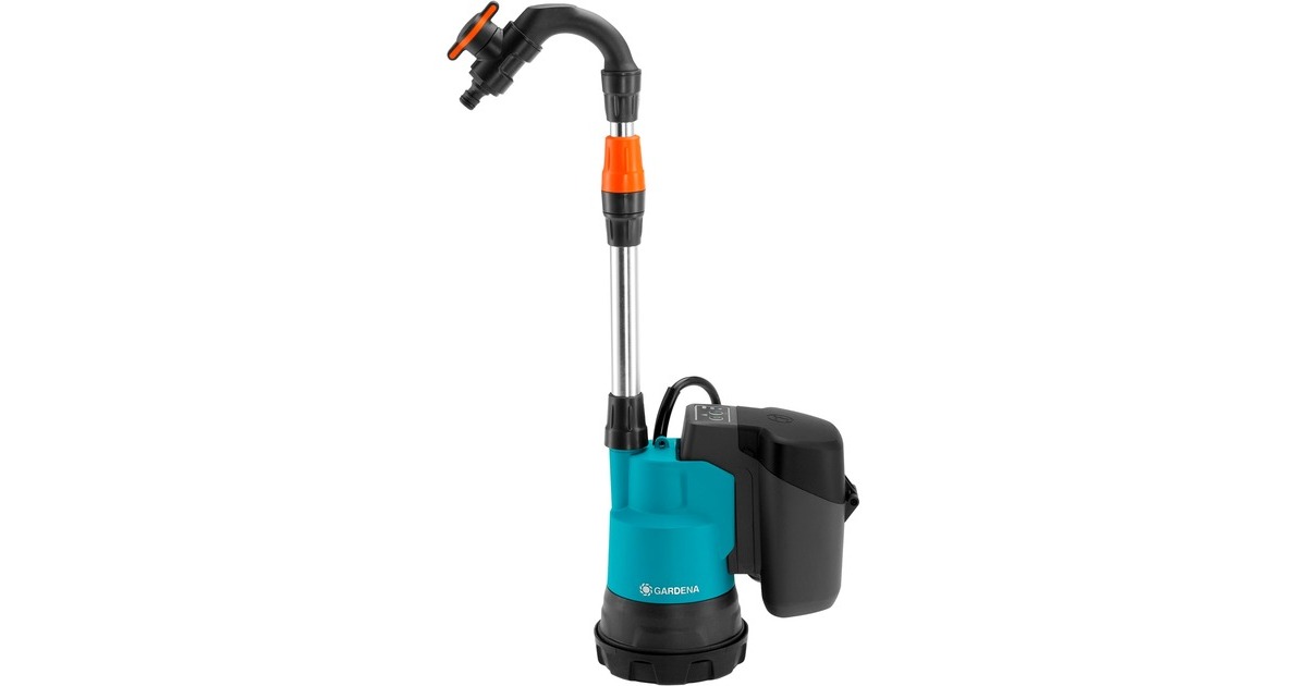 GARDENAAccu regentonpomp 2000/2 18V P4A set dompel- en drukpompen  (Turquoise/grijs, 14602-20, Accu inbegrepen)