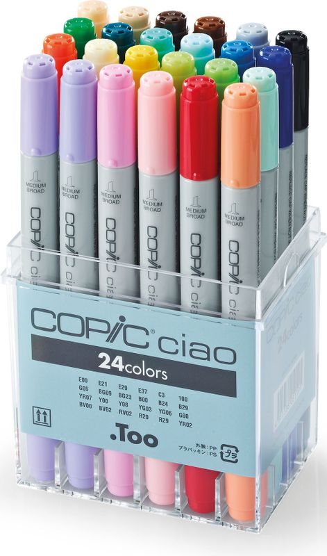 Viltstiften - Set van 24 Kleuren - Acryl Doos - Dubbel Puntensysteem