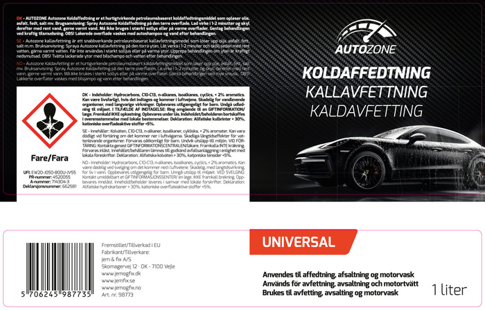 Koldaffedtning 1 liter - Autozone