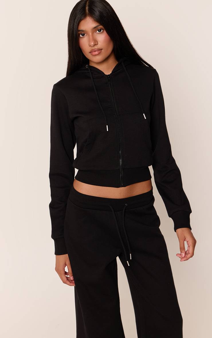 Noir Veste Zippée Ajustée À Imprimé Health