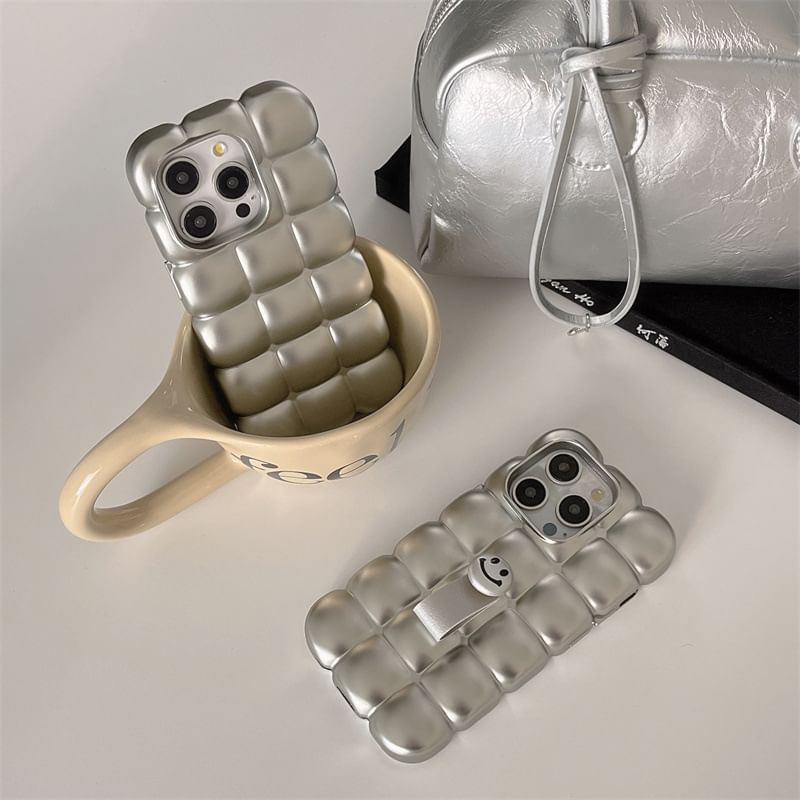 Elliure - Gestructureerde telefoonhoes / Smiley vingerhouder / Set - iPhone 15 Pro Max / 15 Pro / 15 Plus / 15 / 14 Pro Max / 14 Pro / 14 Plus / 14 / 13 Pro Max / 13 Pro / 13 / 13 mini / 12 Pro Max / 12 Pro / 12 / 12 mini / 11 Pro Max / 11 Pro / 11