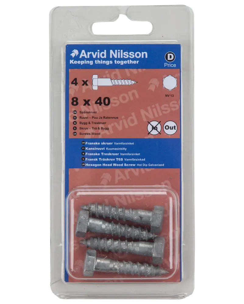 Arvid Nilsson Fransk skrue 8 x 40 mm 4-pak