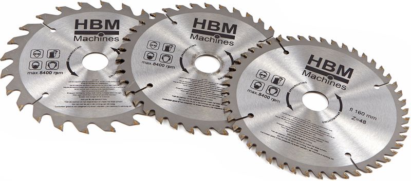 HBM Cirkelzaagbladenset - 160 mm - 3 Delig