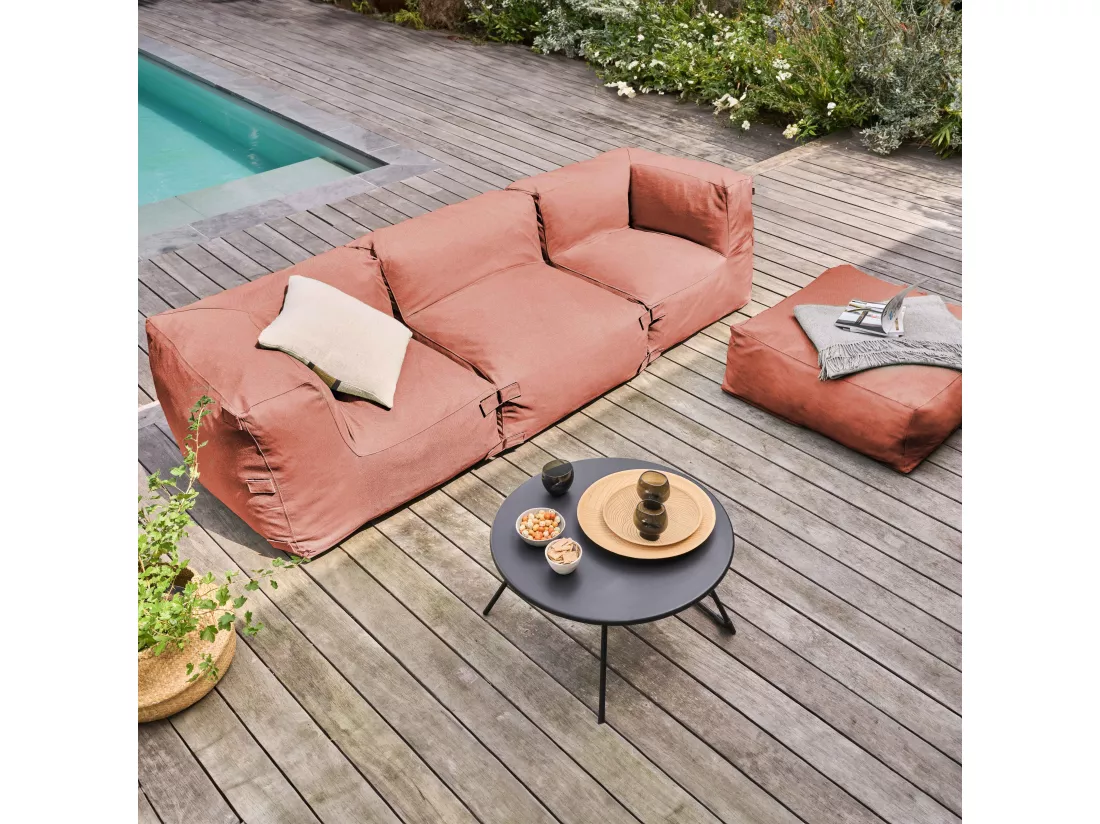 Canapé d'angle de jardin modulable 4 places terracotta