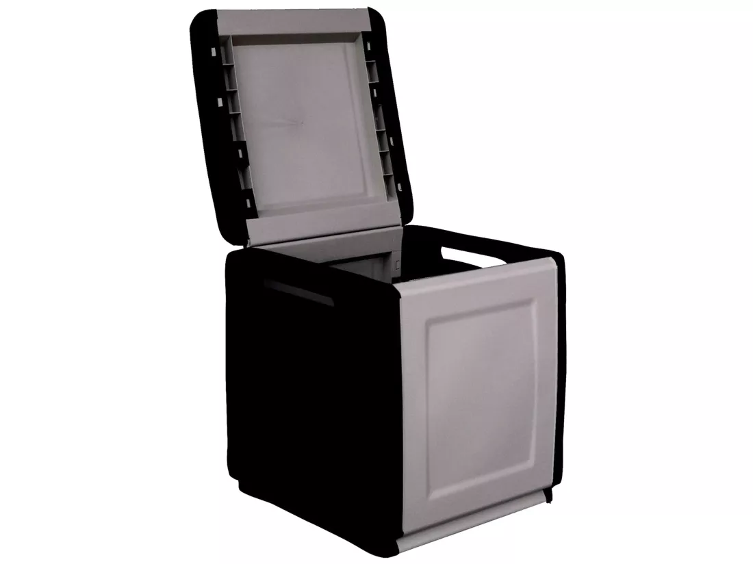 CUBE Coffre de rangement en polypropylène, couleur gris foncé et noir.57x54x53cm