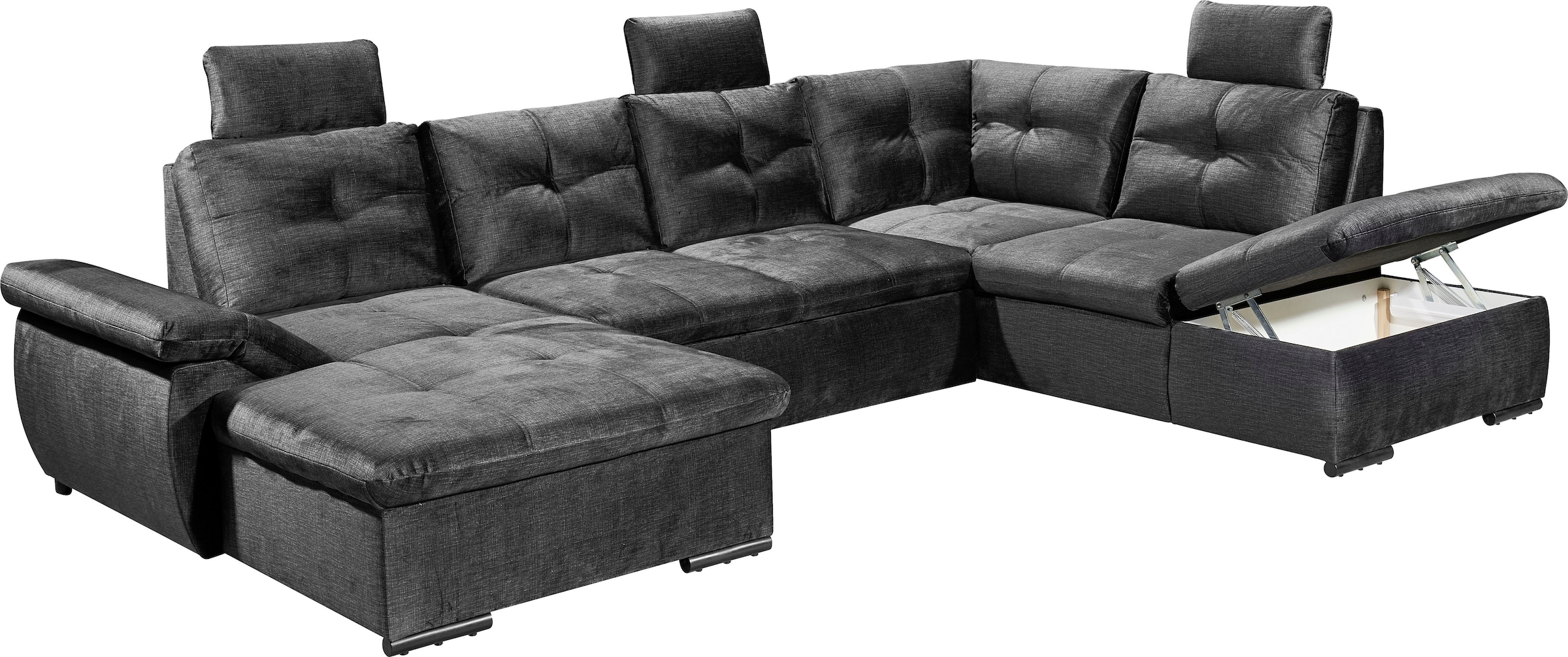 ED EXCITING DESIGN Wohnlandschaft »Alija U-Form« mit Bettfunktion, Bettkasten, Armteilverstellung & Kopfstützen