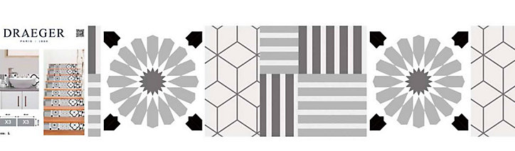 6 bandes adhésives motif mix match gris L.4,8 x H.195 x l.0,4cm