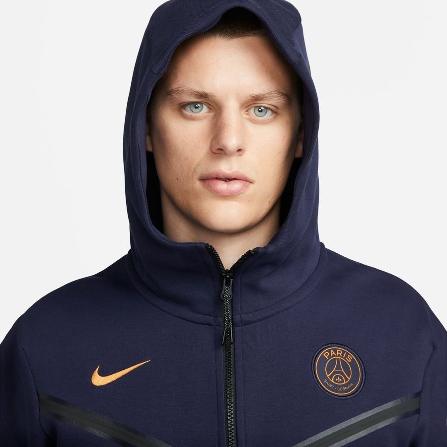 Paris Saint-Germain Sweat à Capuche NSW Tech Fleece FZ - Bleu/Gold Suede
