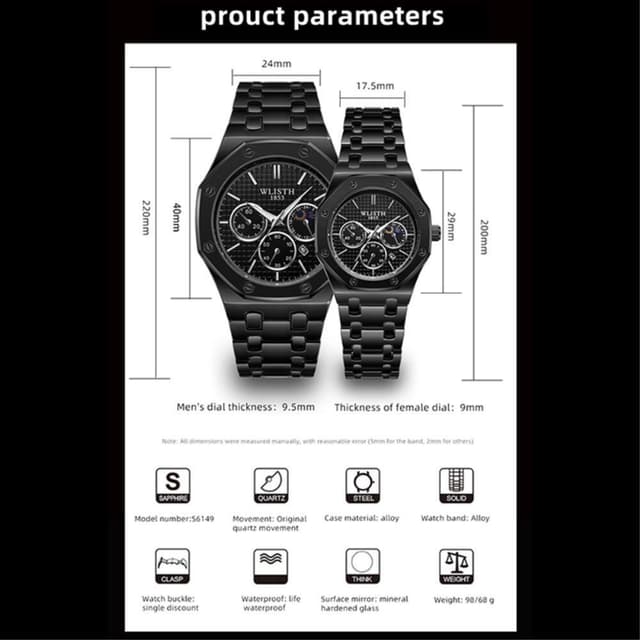 Armbåndsur Kvinde WLISTH Fashion Analog Quartz Ur Lysende