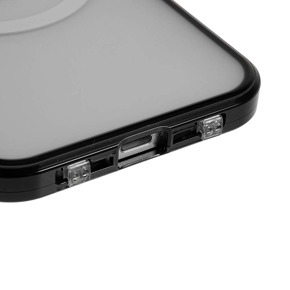 iPhone 12 MagSafe Magnetische Alu Schutzhülle mit Panzer Glas Backcover   Display- / Kameraglasschutz (Magnet-Technologie) - Schwarz