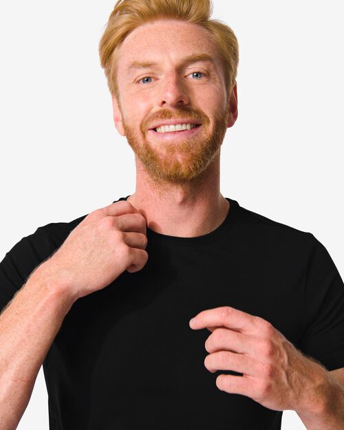 t-shirt homme slim fit col rond noir