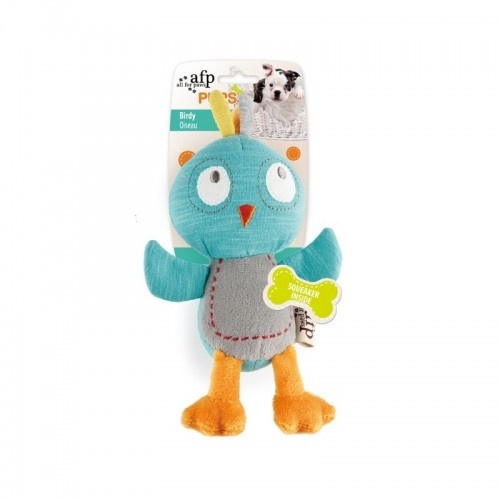 Pássaro de pelúcia azul e cinza da All for Paws Pups para cães.