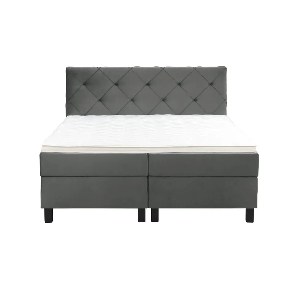 Boxspring Liv geruit - grijs - 160x200 cm - vierkante poot