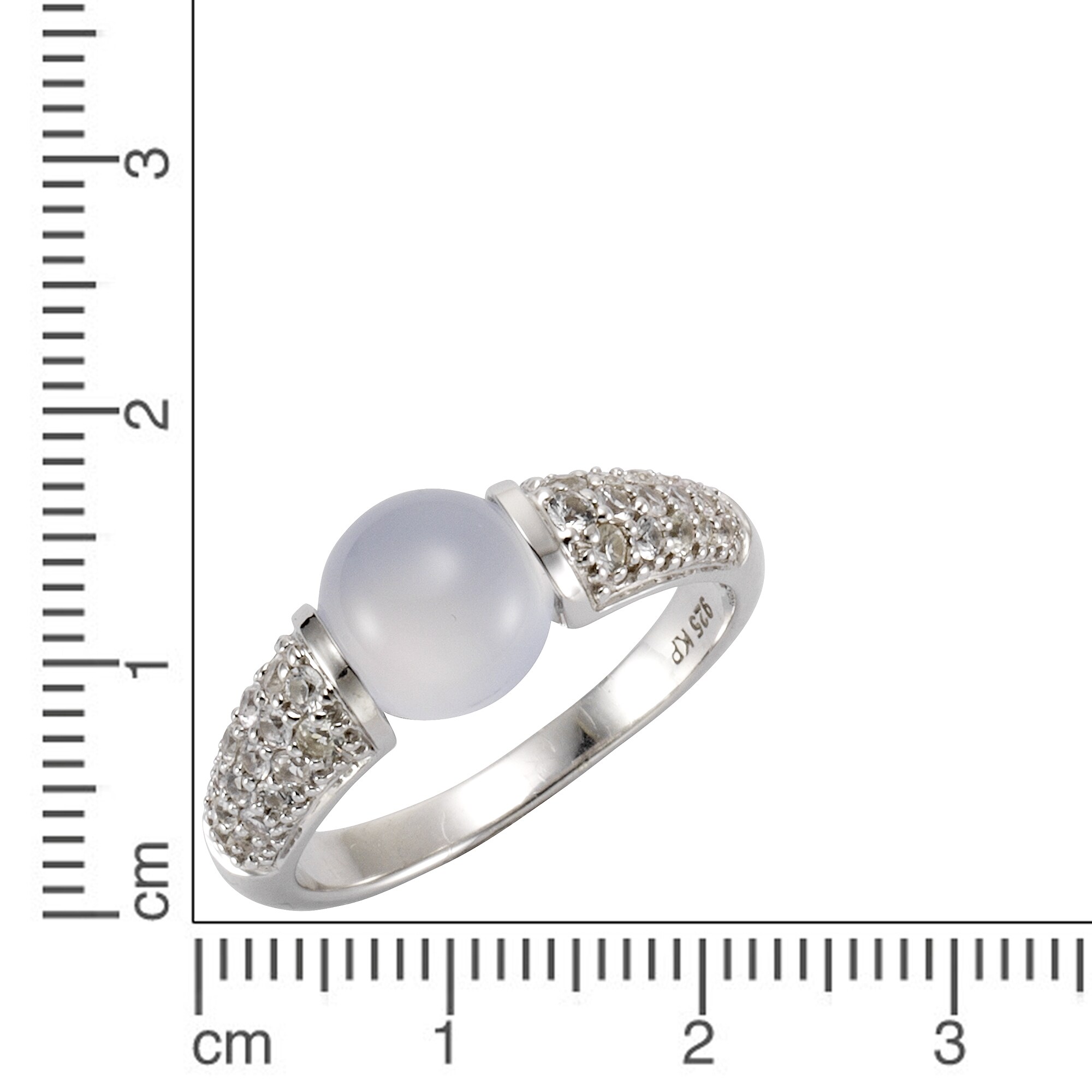 Jamelli Ring 925 Silber rhod. Chalcedon und Weißtopas