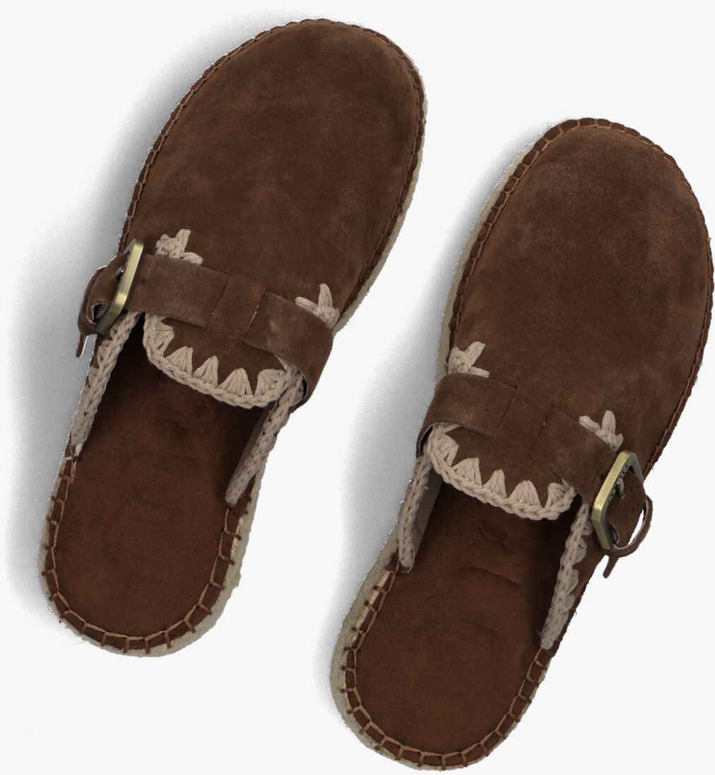 bruine mou instappers jute clog plain sue