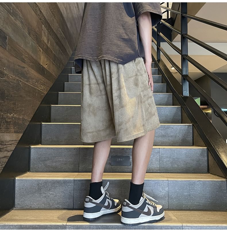 Lorencho - Corduroy shorts met trekkoord in de taille