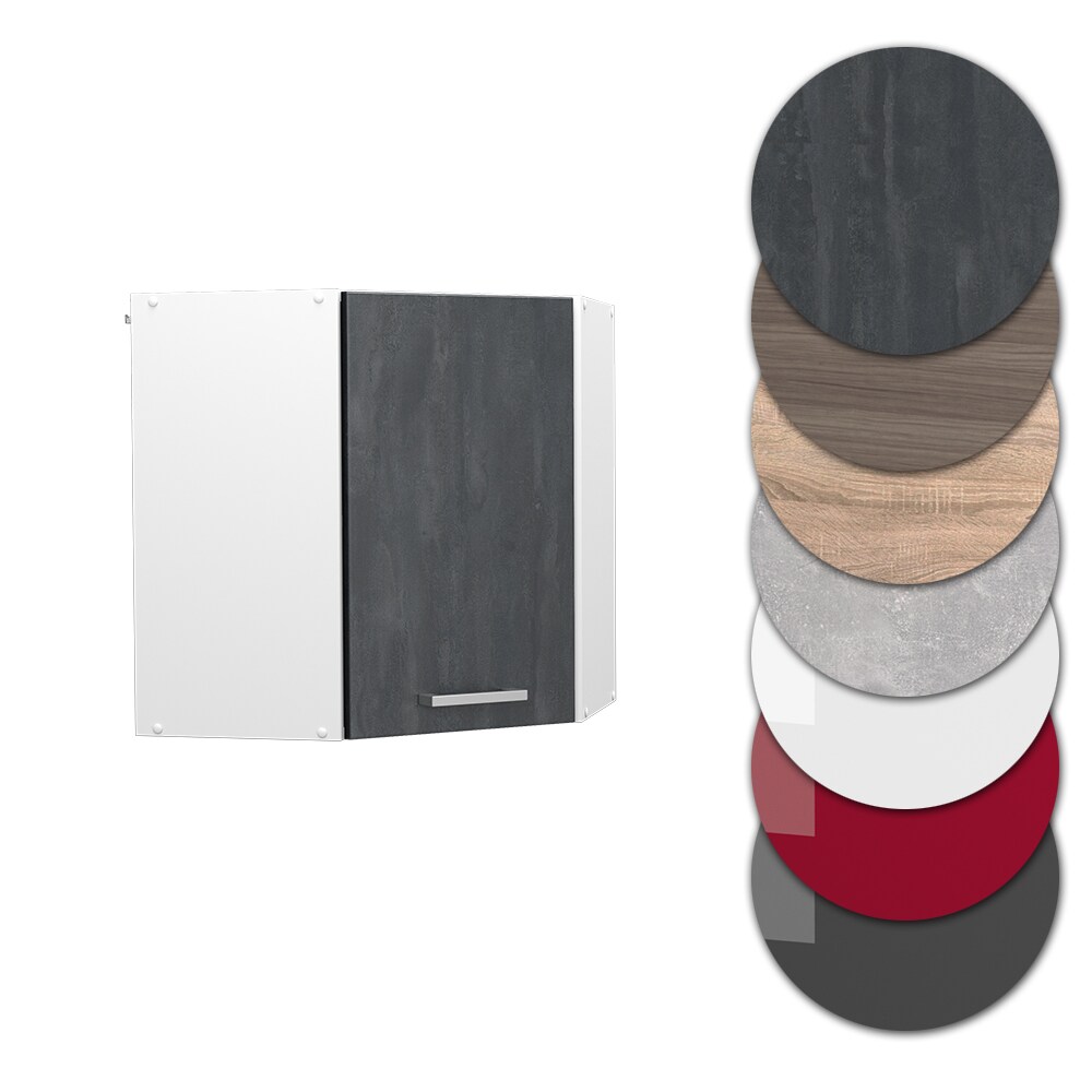 Vicco Eckhängeschrank R-Line Schwarz Beton Weiß 57 cm