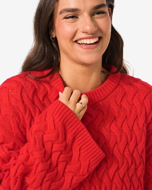pull femme Gaia torsadé  rouge