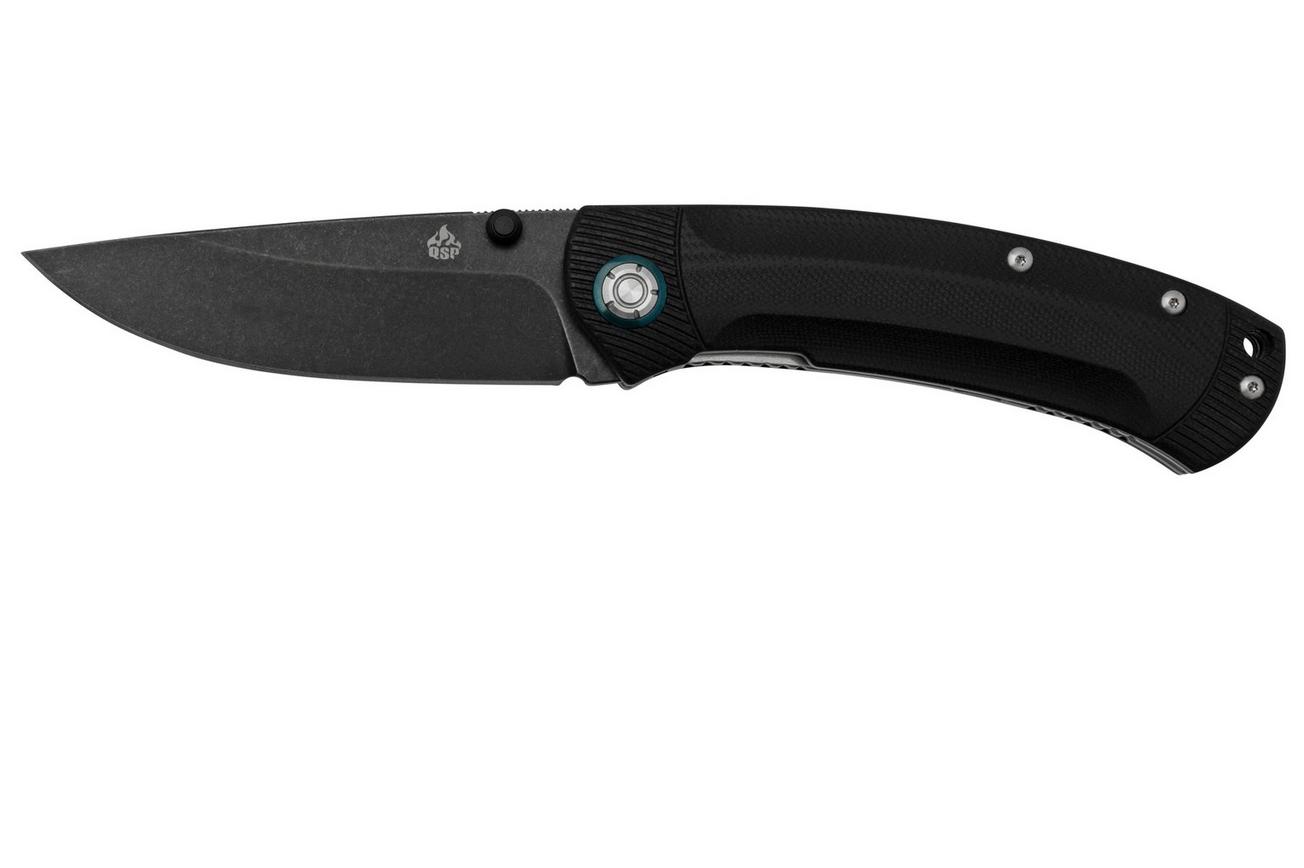 QSP Knife Copperhead QS109-A2, Blackwashed, Black G-10, zakmes