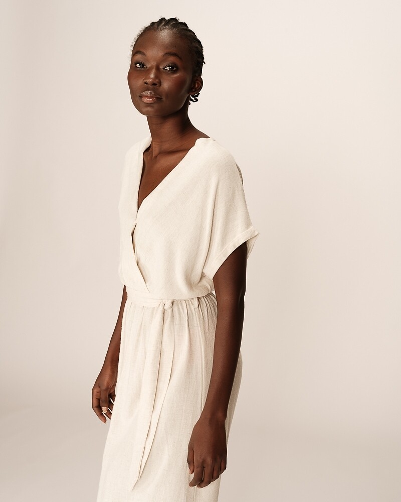 GRACE & MILA<br>Vestido maxi fluido com cinto, POLLEN
