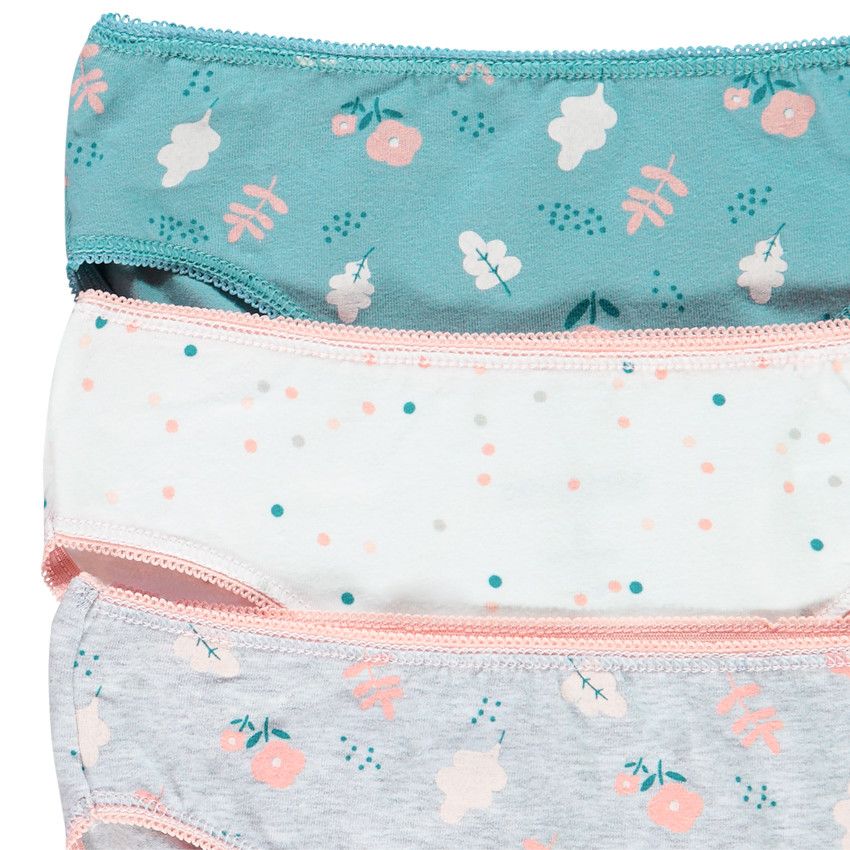 Lot de 3 culottes en coton imprimées pour enfant fille - Gris clair
