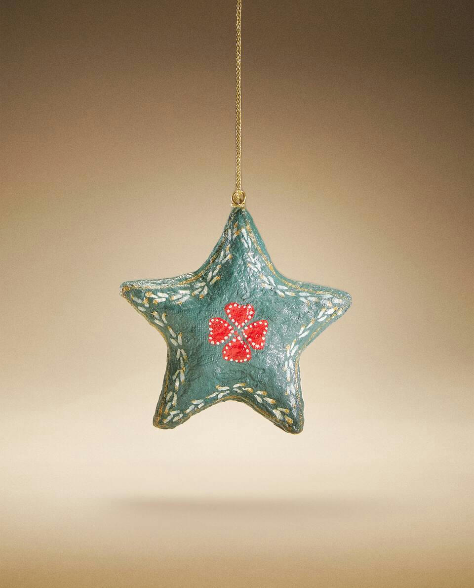 ESTRELA DE PAPEL MÓCHÉ DECORAÇÃO DE NATAL