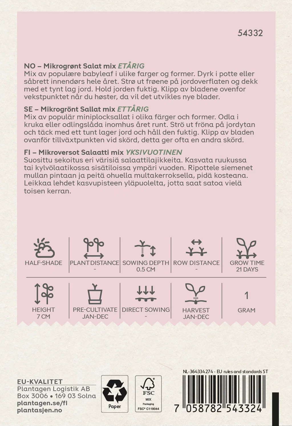 Plantagen Salatmix - Mikrogrønt