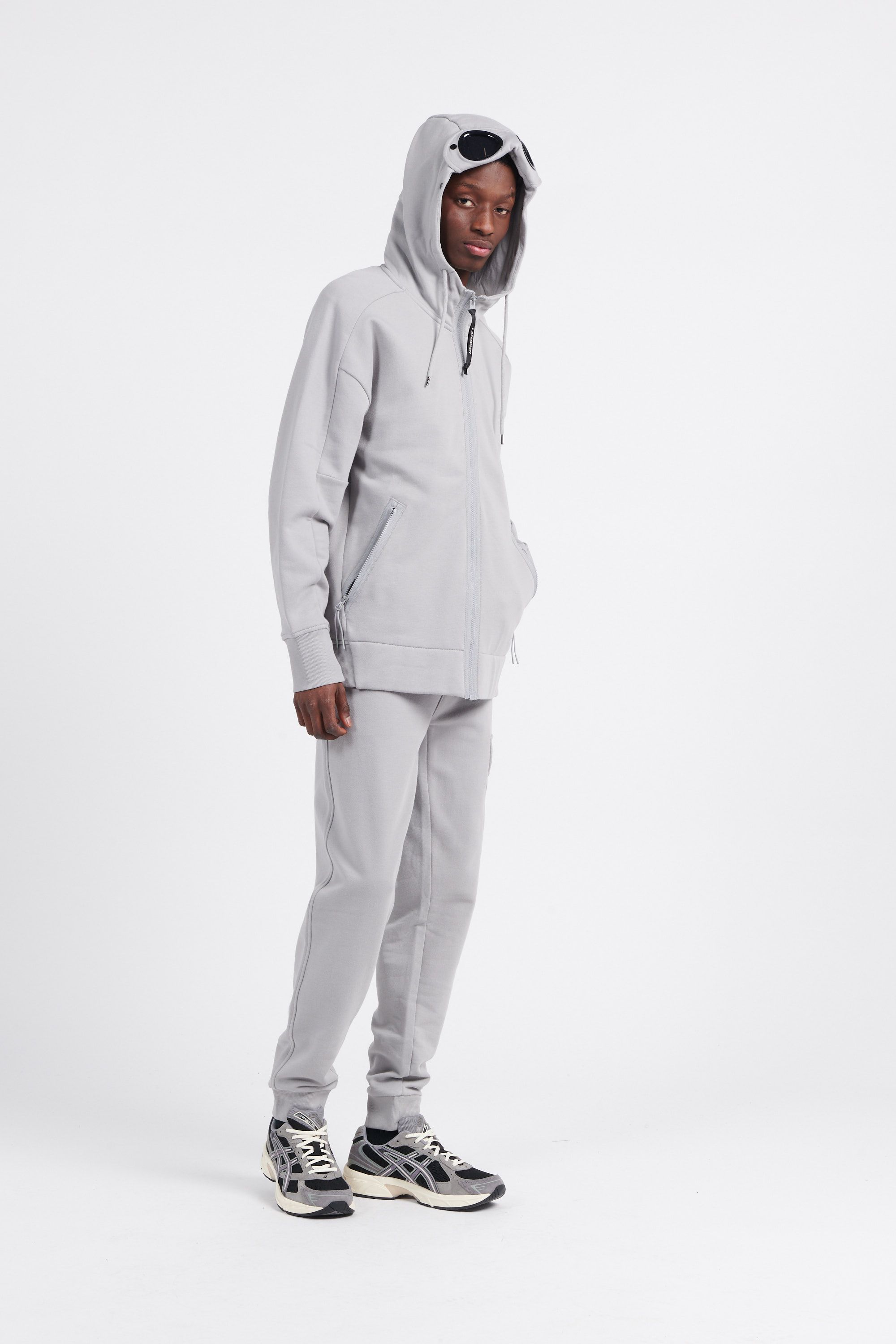 C.P. COMPANY Hoodie zippé DIAGONAL RAISED FLEECE  Gris