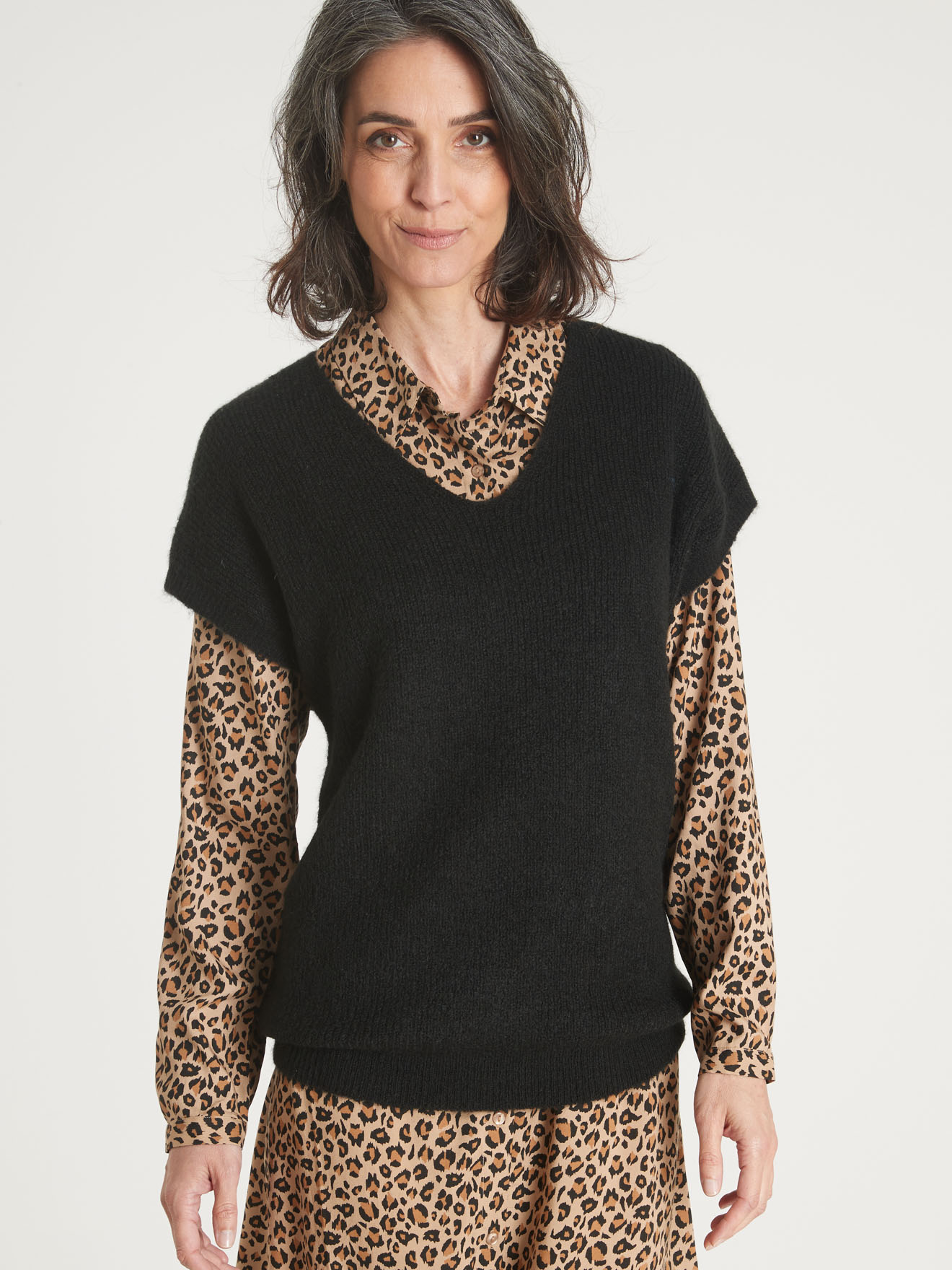 Pull sans manches avec laine et mohair