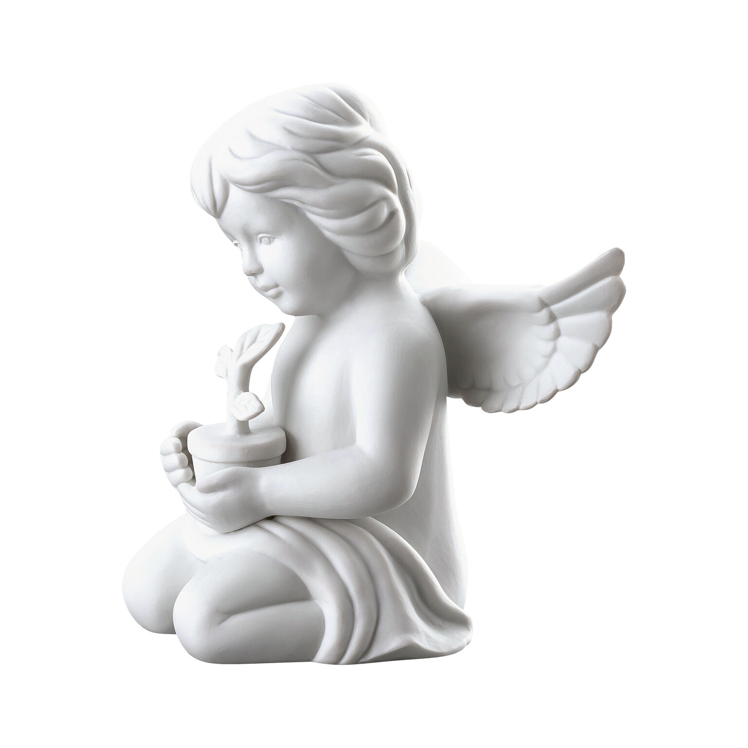Angels Weiss matt Engel mit Blumentopf