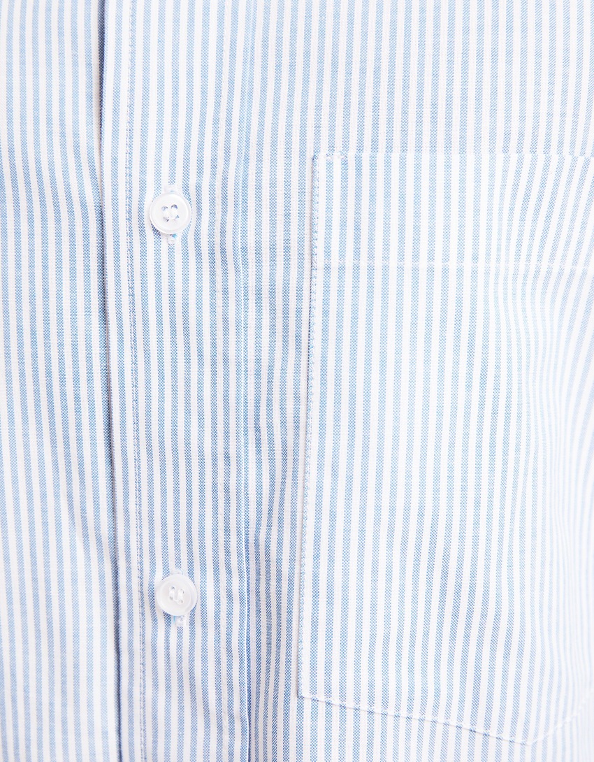 Camisa Oxford listrada de manga comprida